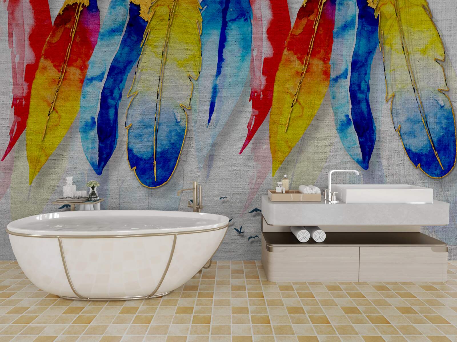 Fototapet stilouri de acuarelă în stil boho