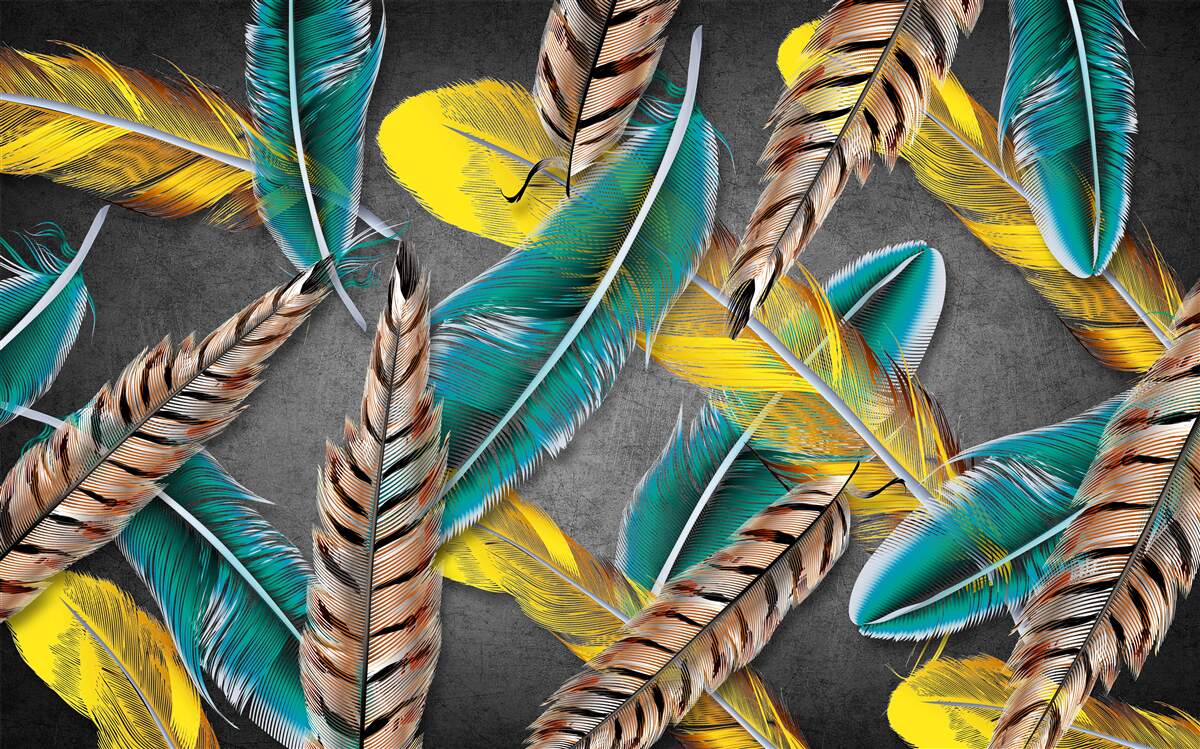 Fototapet fundal gradient cu pene abstracte