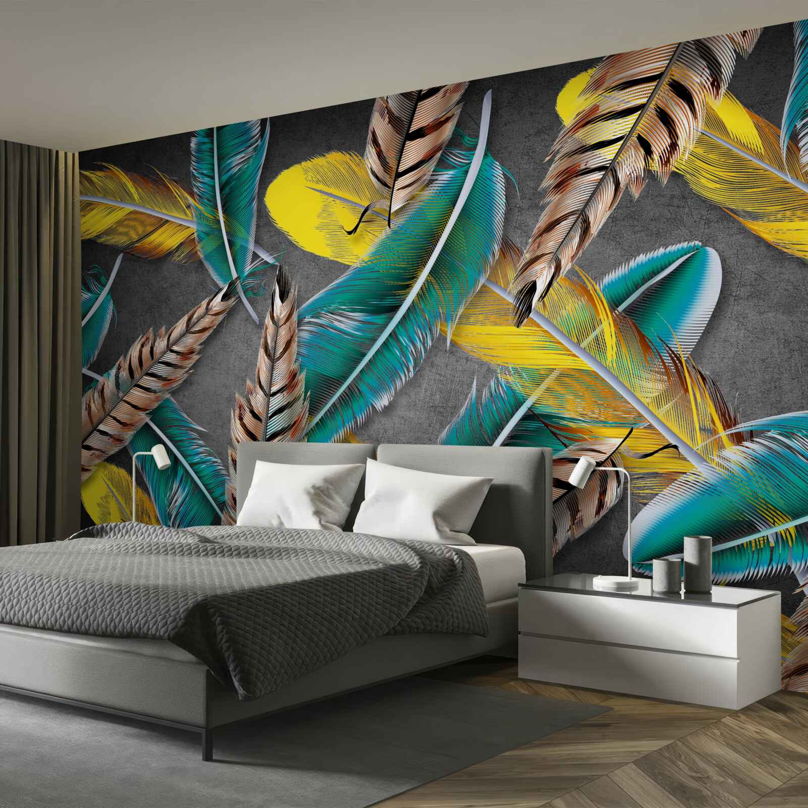 Fototapet fundal gradient cu pene abstracte