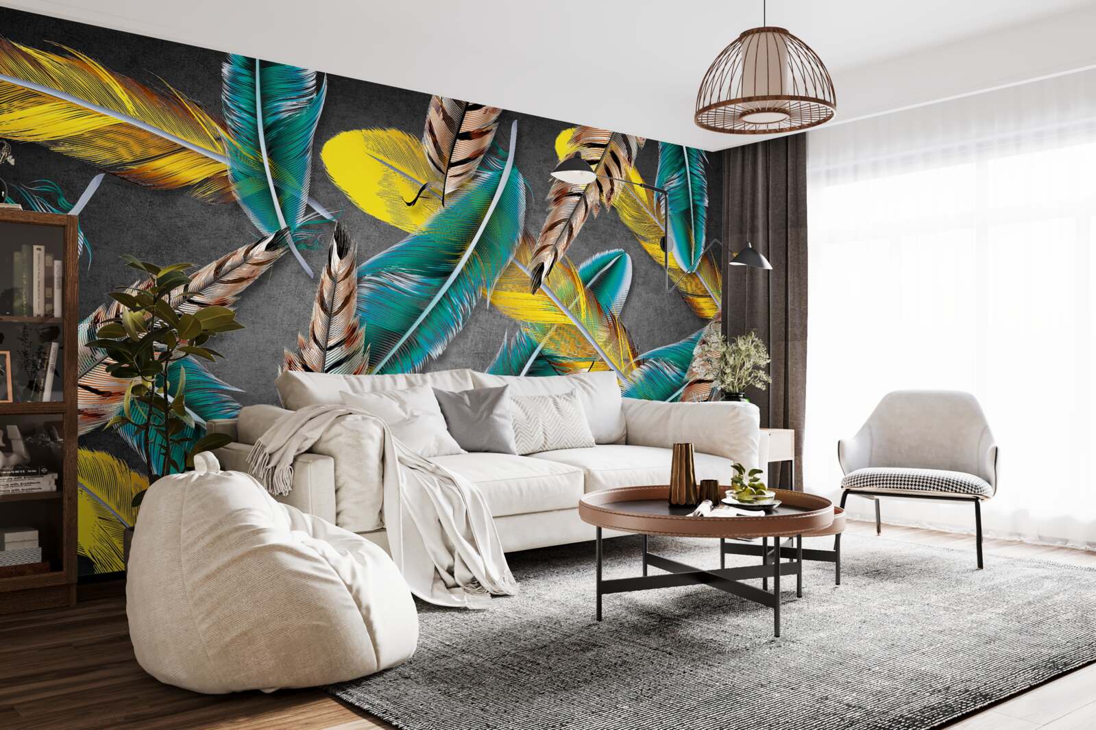 Fototapet fundal gradient cu pene abstracte