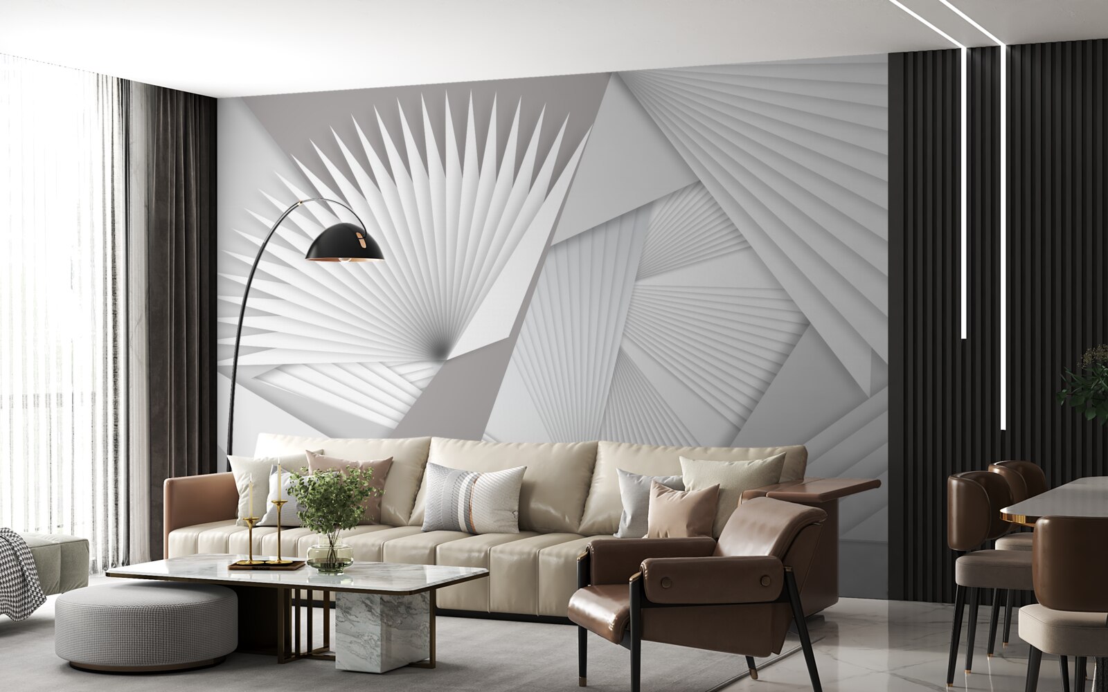 Fototapet vedere în perspectivă a formelor geometrice