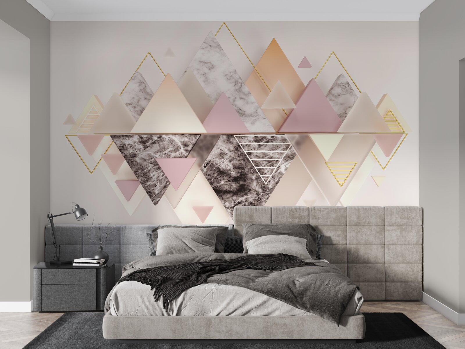 Fototapet reflecția pădurii de toamnă cu nuanțele sale roz în apă