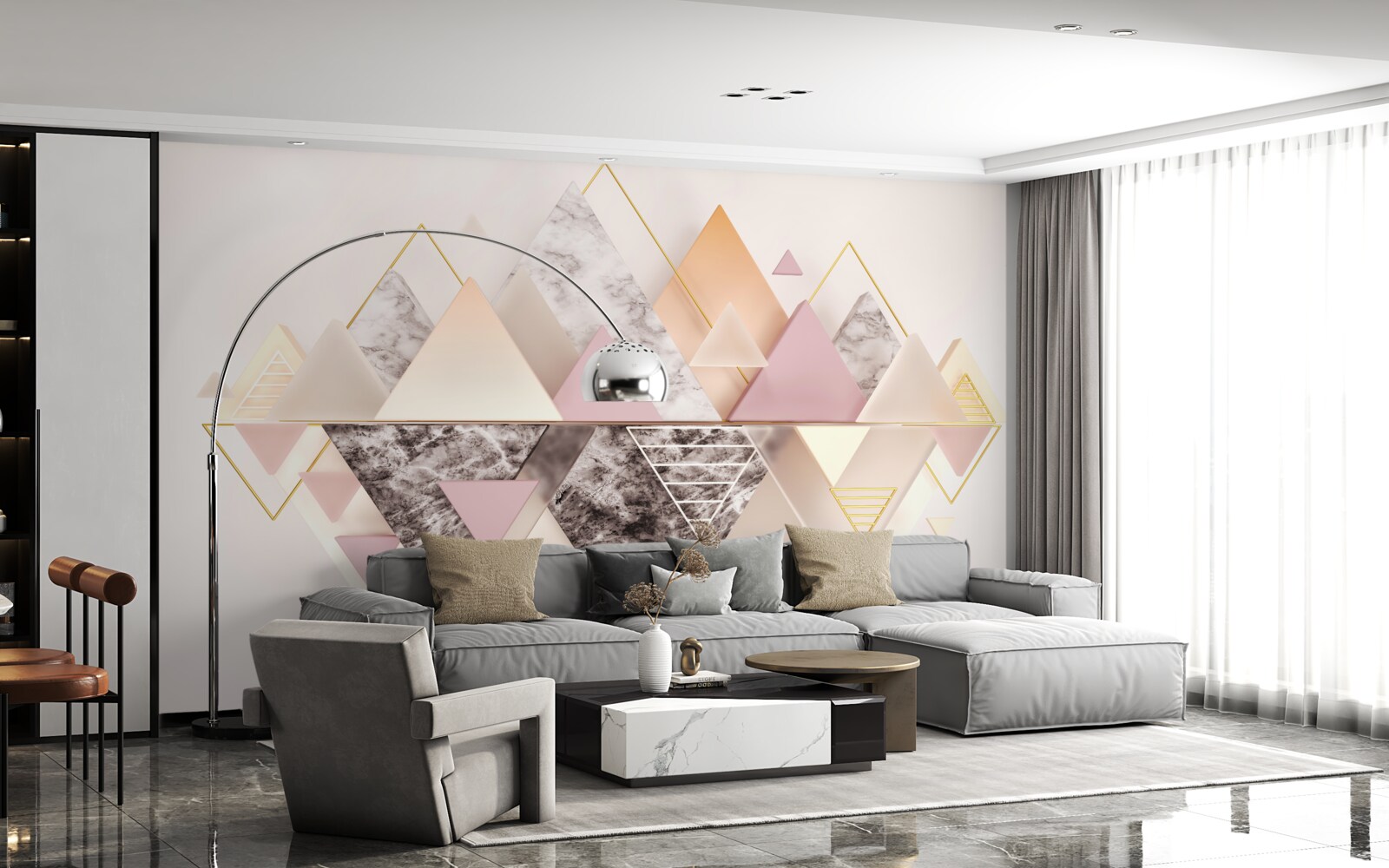 Fototapet reflecția pădurii de toamnă cu nuanțele sale roz în apă