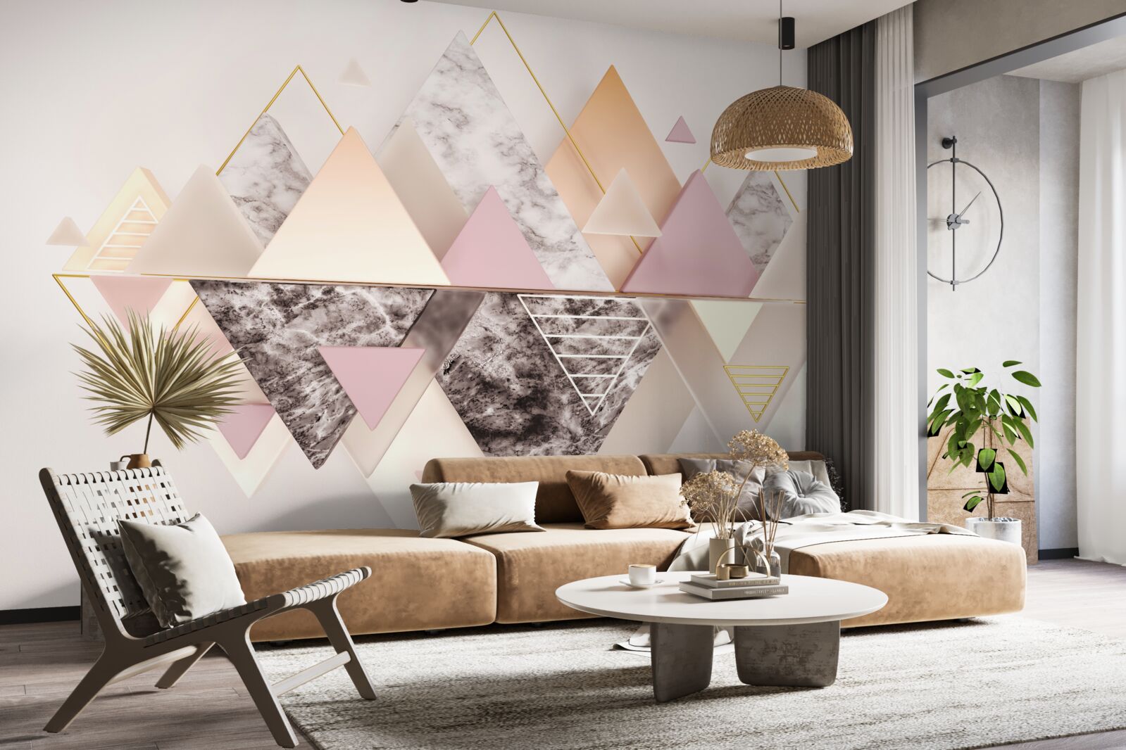 Fototapet reflecția pădurii de toamnă cu nuanțele sale roz în apă