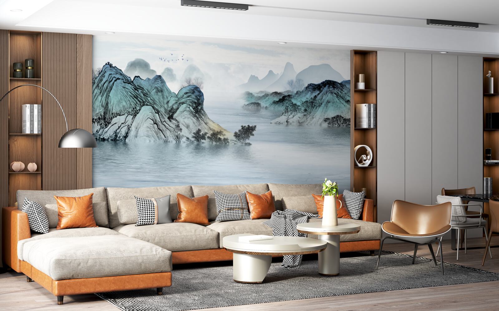 Fototapet pescar pe un rezervor de munte