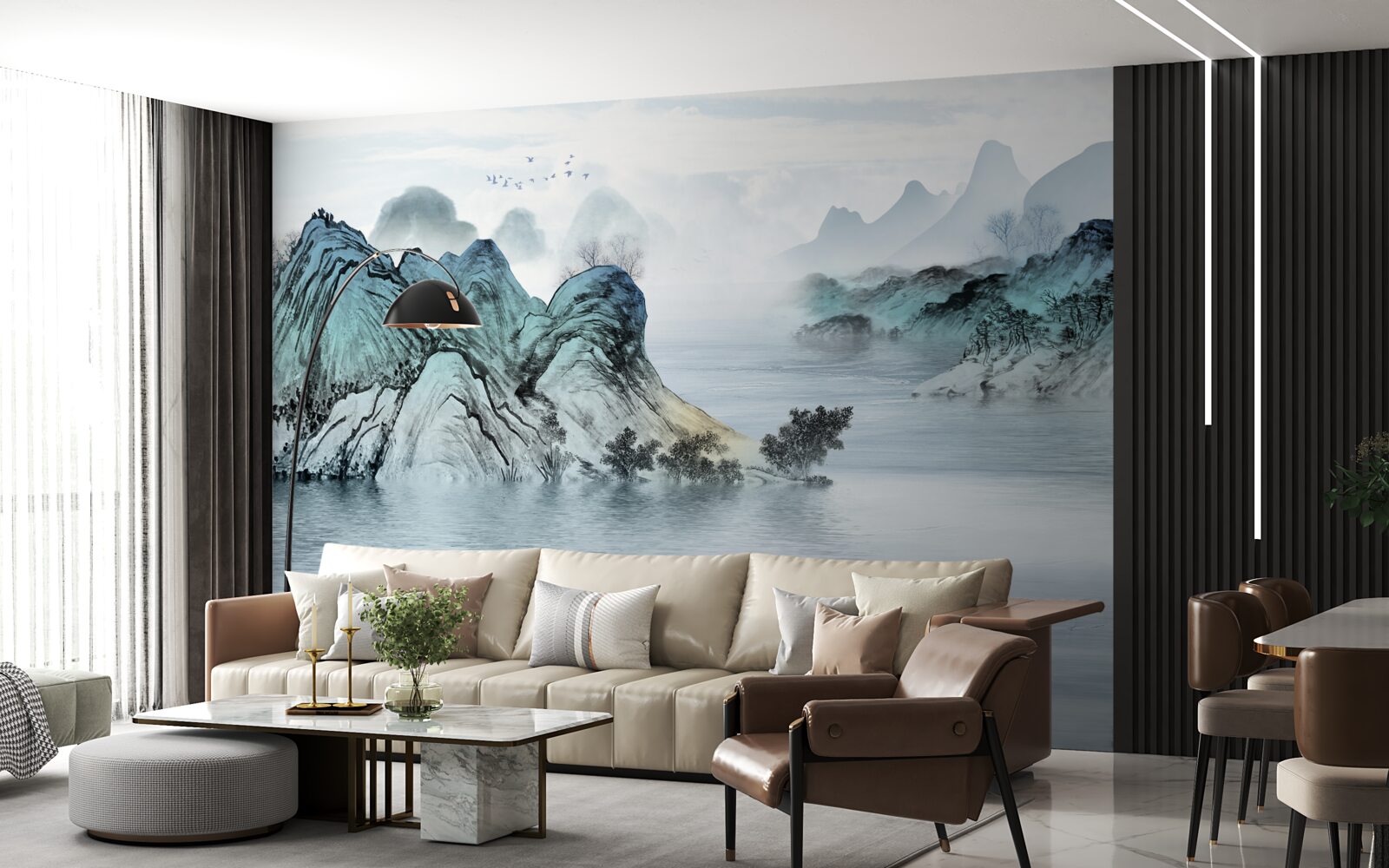 Fototapet pescar pe un rezervor de munte