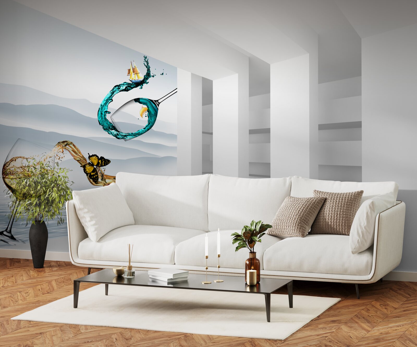 Fototapet picturi abstracte de pahare de băut