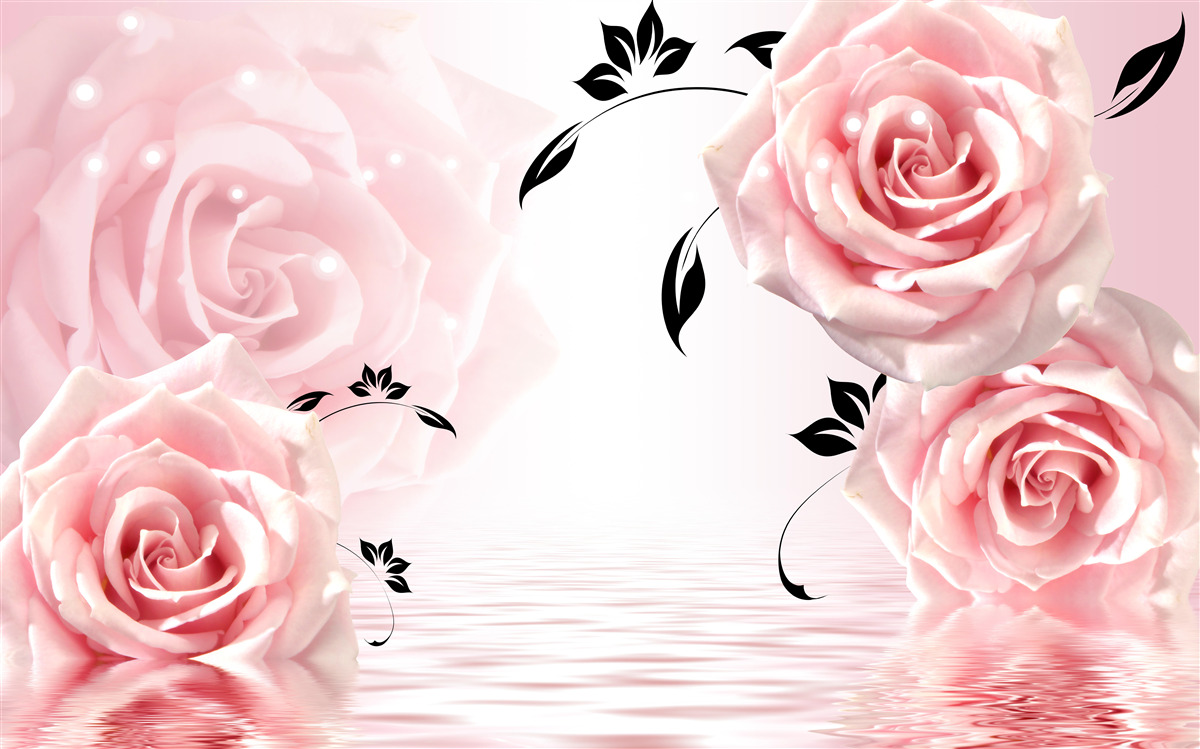 Fototapet trandafiri mari într-o nuanță delicată de roz