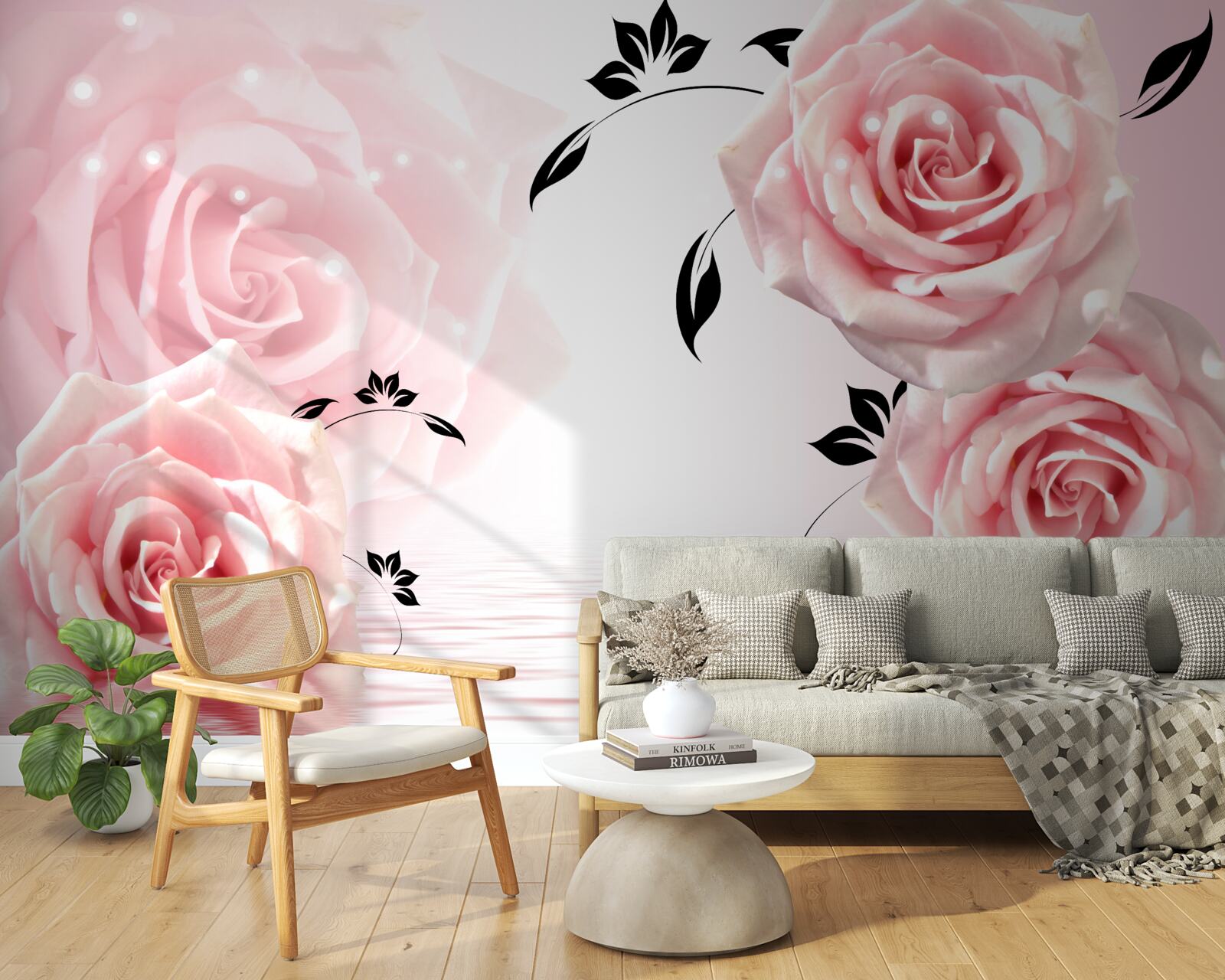 Fototapet trandafiri mari într-o nuanță delicată de roz