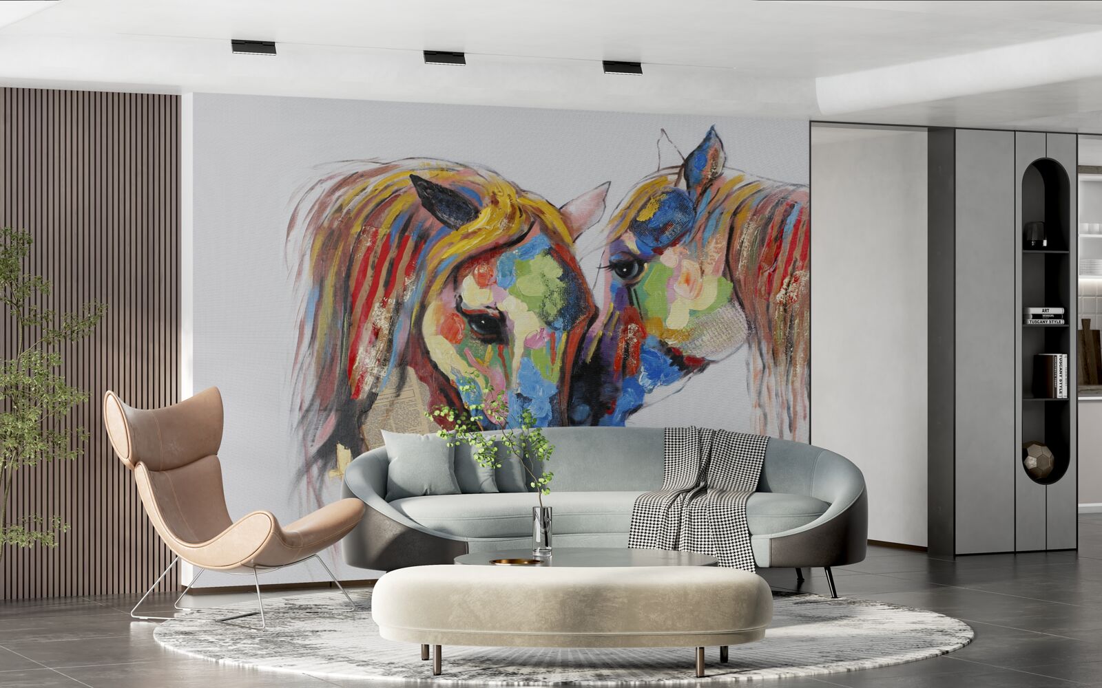 Fototapet reprezentare neobișnuită a comunicării între cai