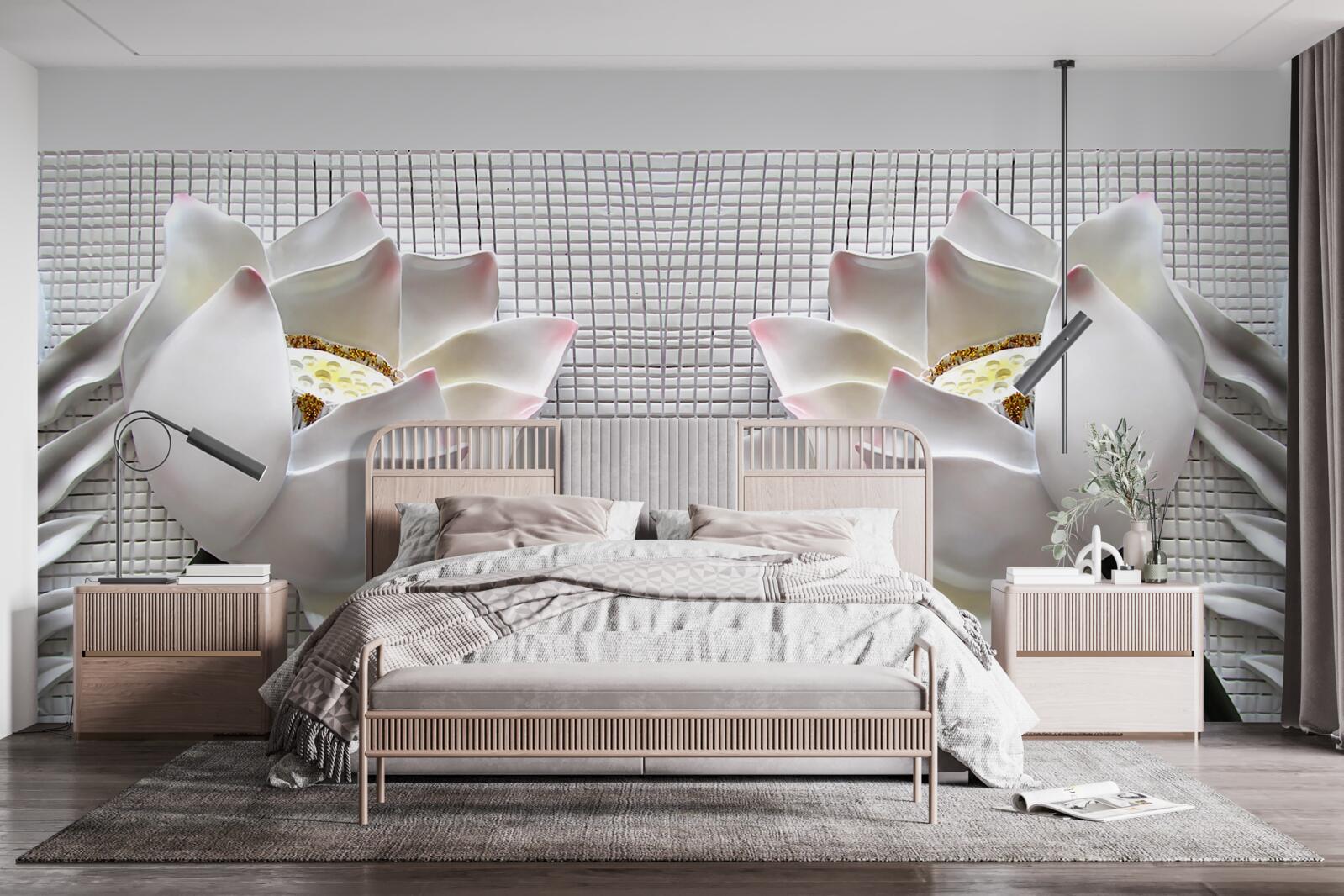 Fototapet cutii de lotus alb