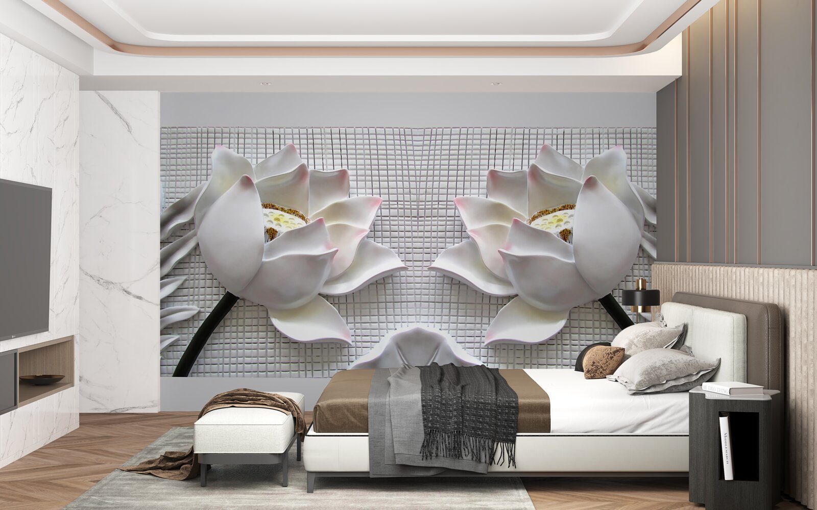 Fototapet cutii de lotus alb