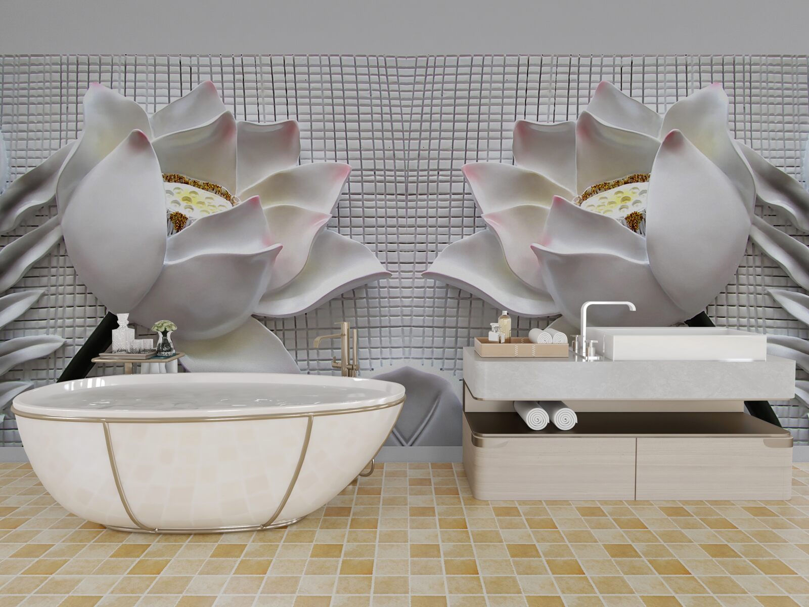 Fototapet cutii de lotus alb