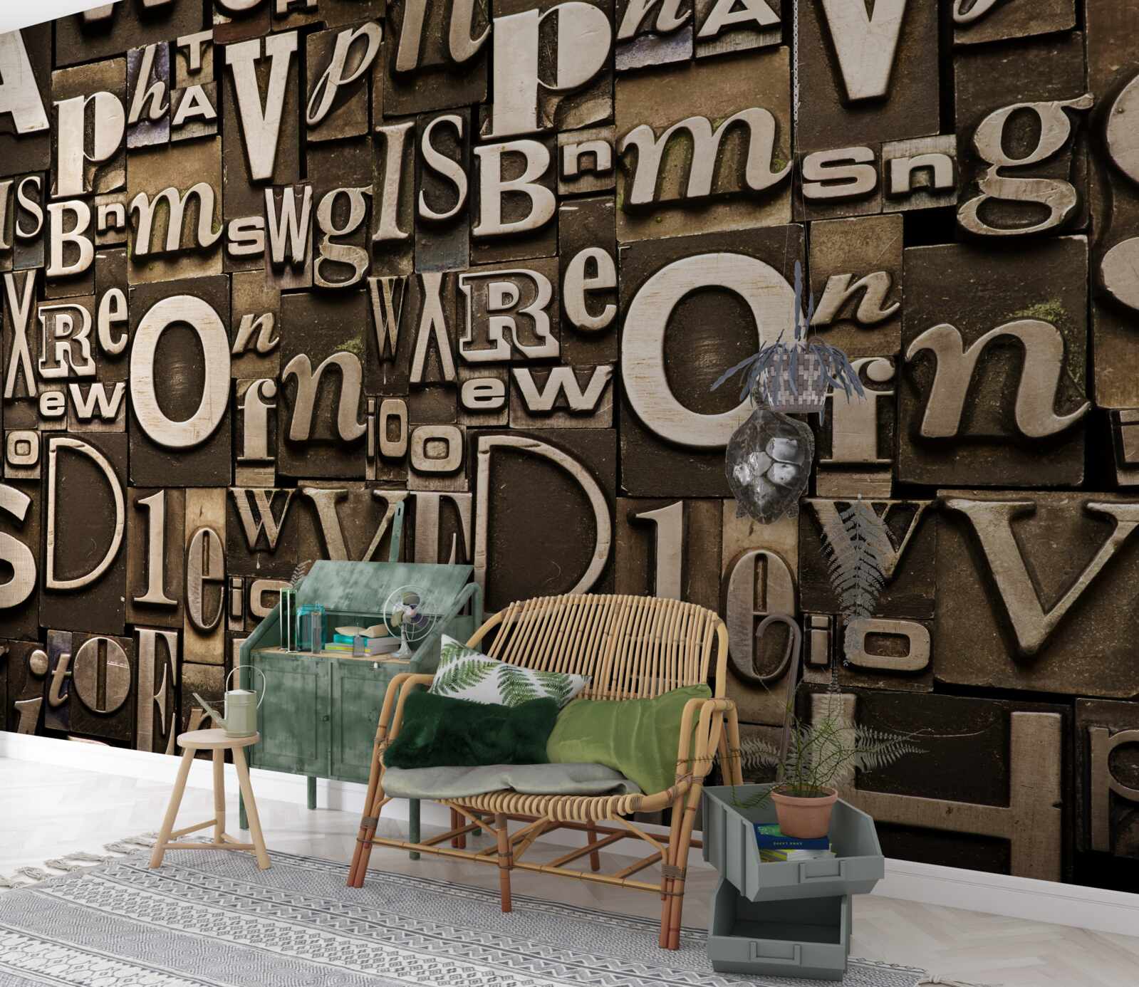 Fototapet diverse simboluri pe o tablă maro