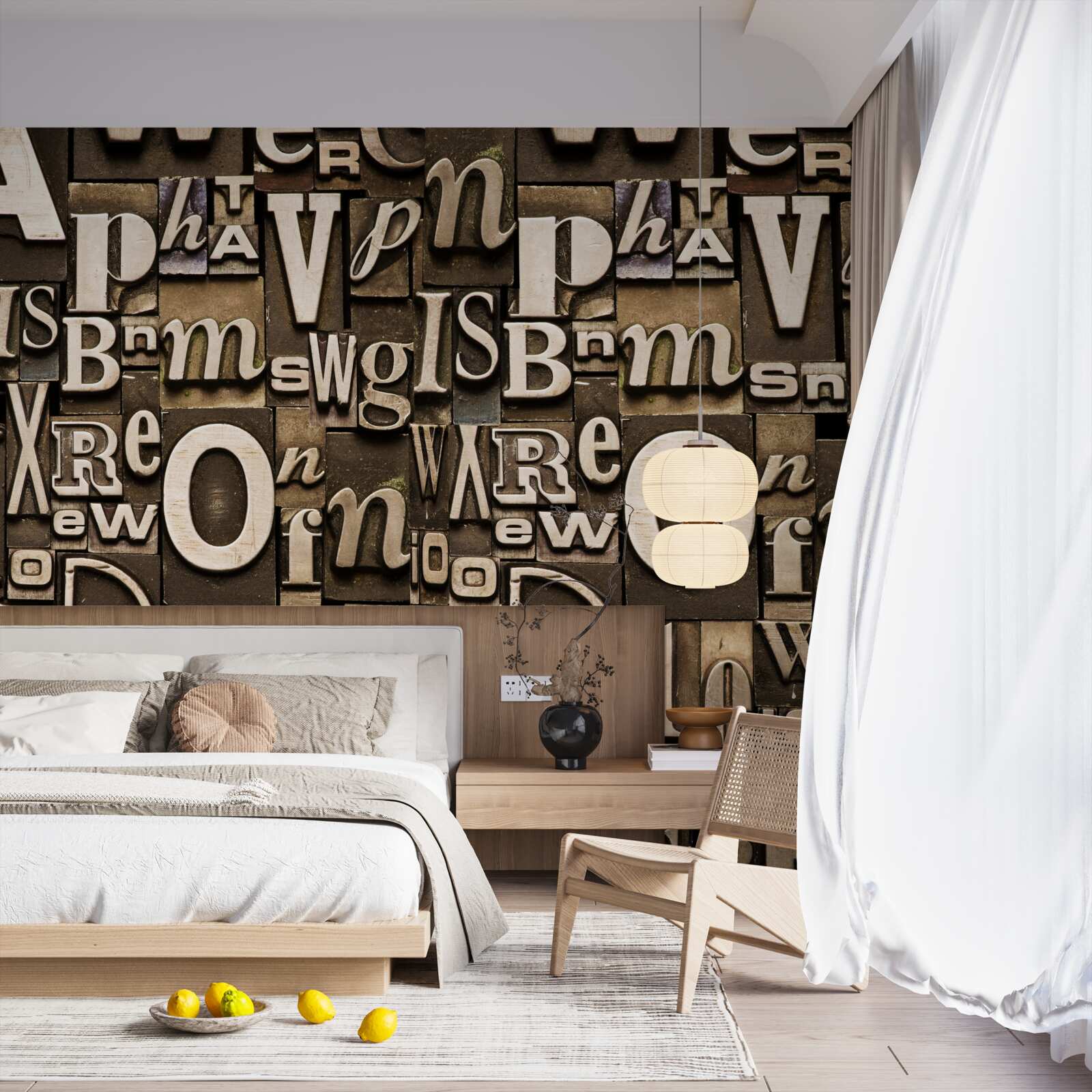 Fototapet diverse simboluri pe o tablă maro