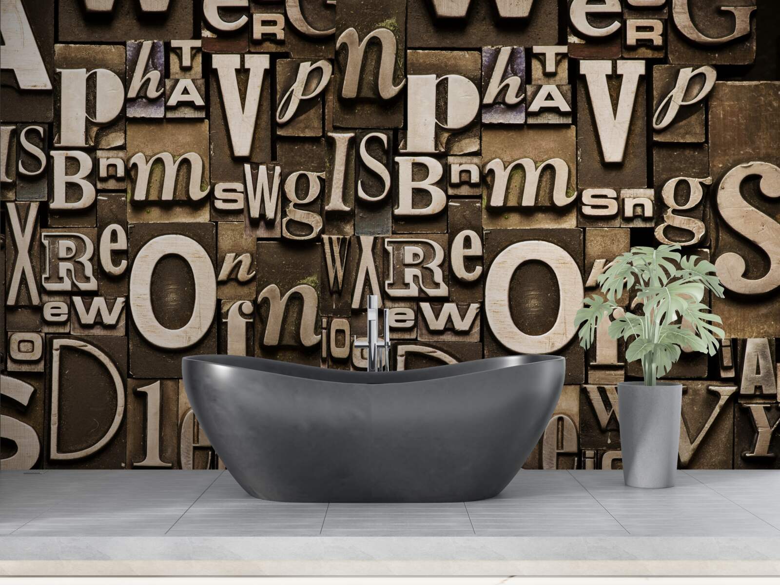 Fototapet diverse simboluri pe o tablă maro