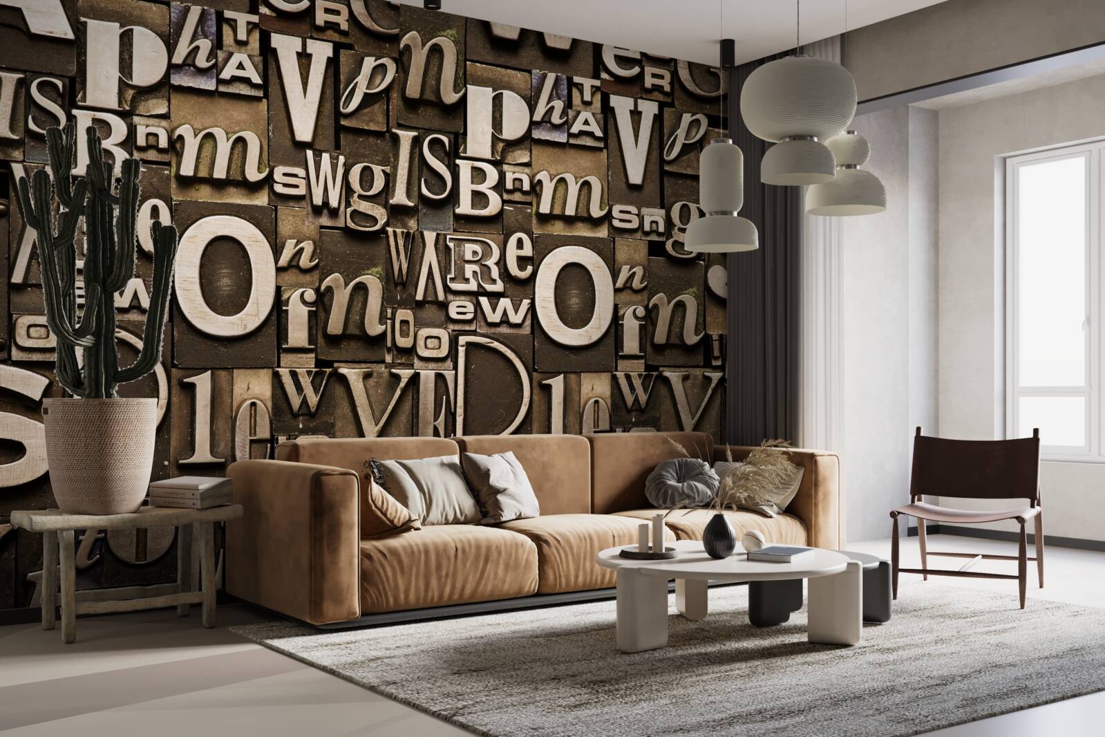 Fototapet diverse simboluri pe o tablă maro