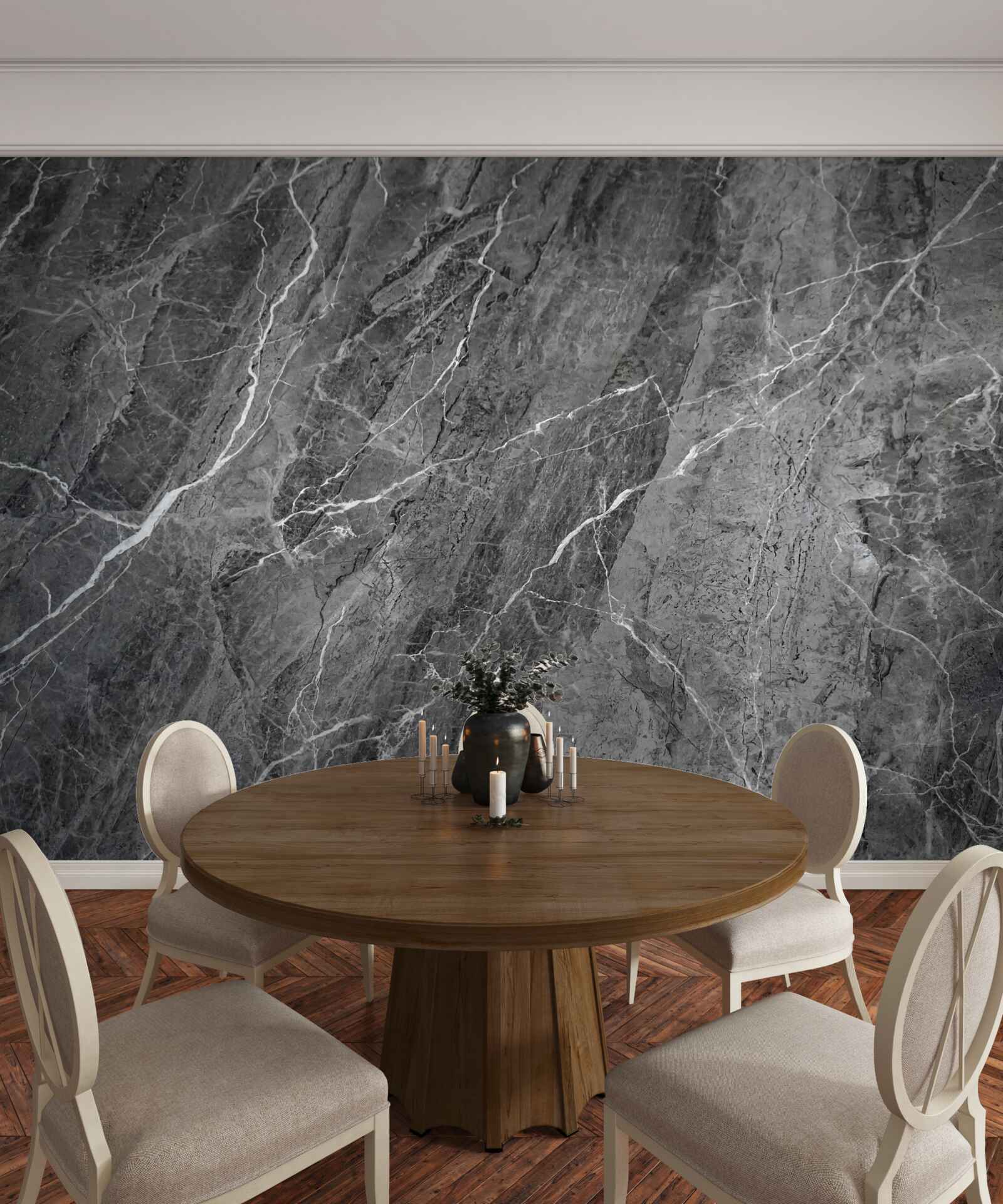 Fototapet marmură gri cu nervuri albe