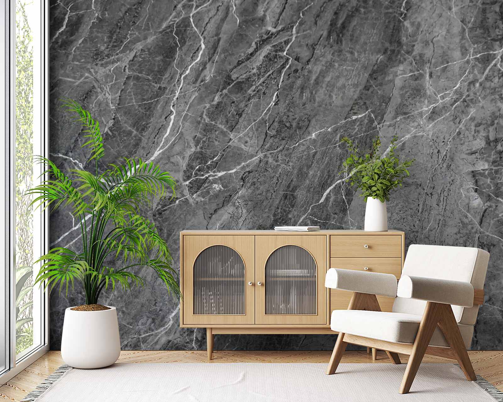 Fototapet marmură gri cu nervuri albe