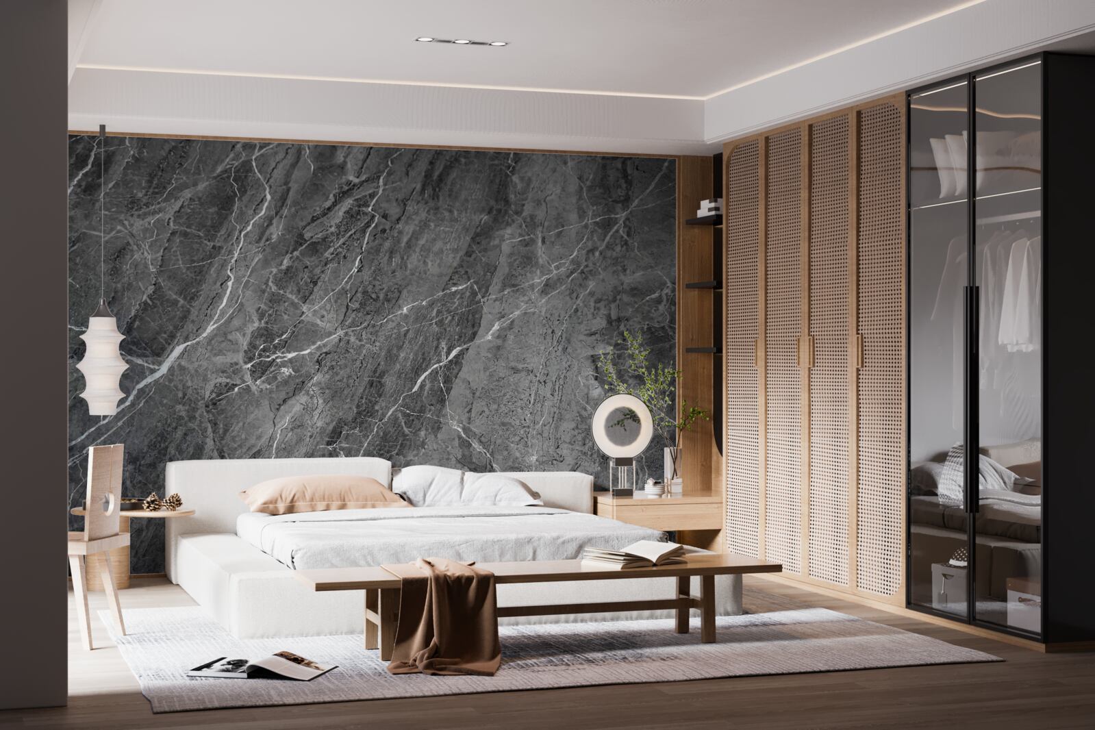 Fototapet marmură gri cu nervuri albe