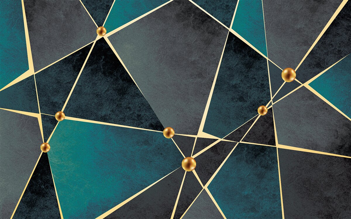 Fototapet mozaic de smarald cu accente aurii