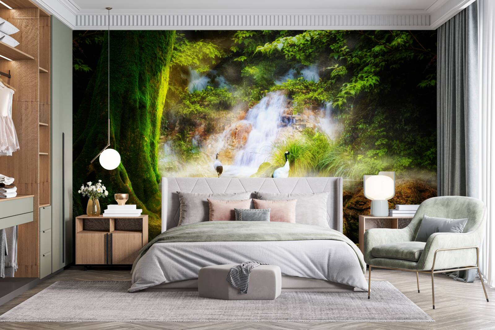 Fototapet cascadă magică de munte care cade în cascadă