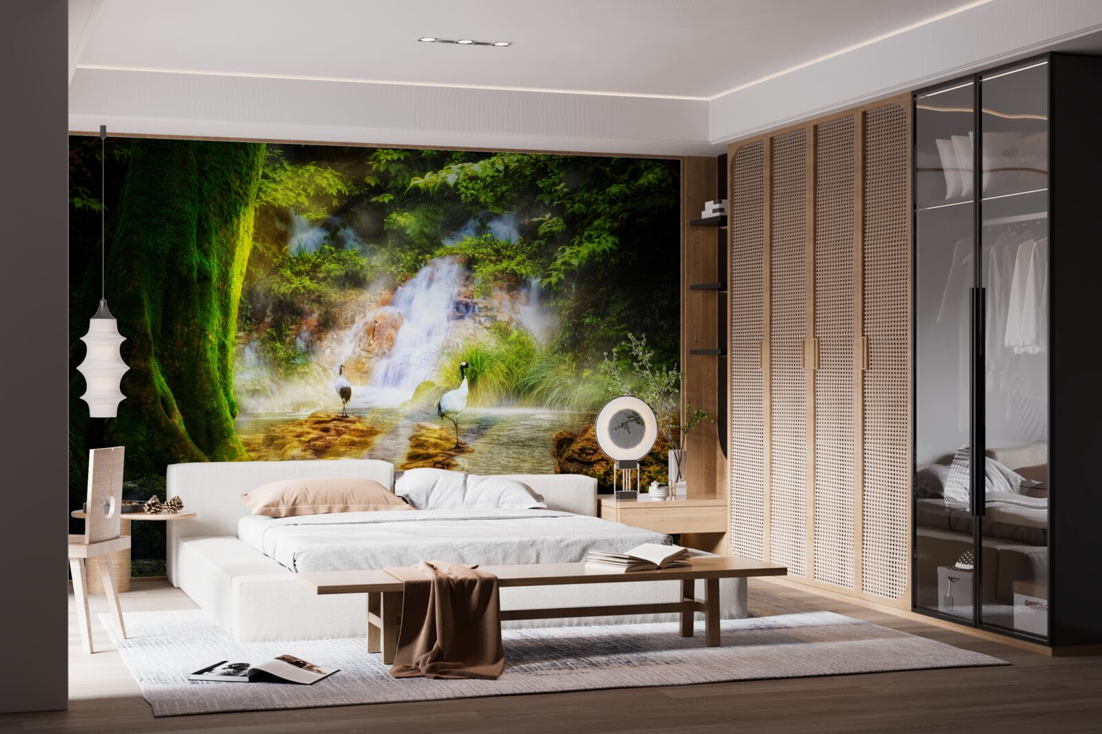 Fototapet cascadă magică de munte care cade în cascadă