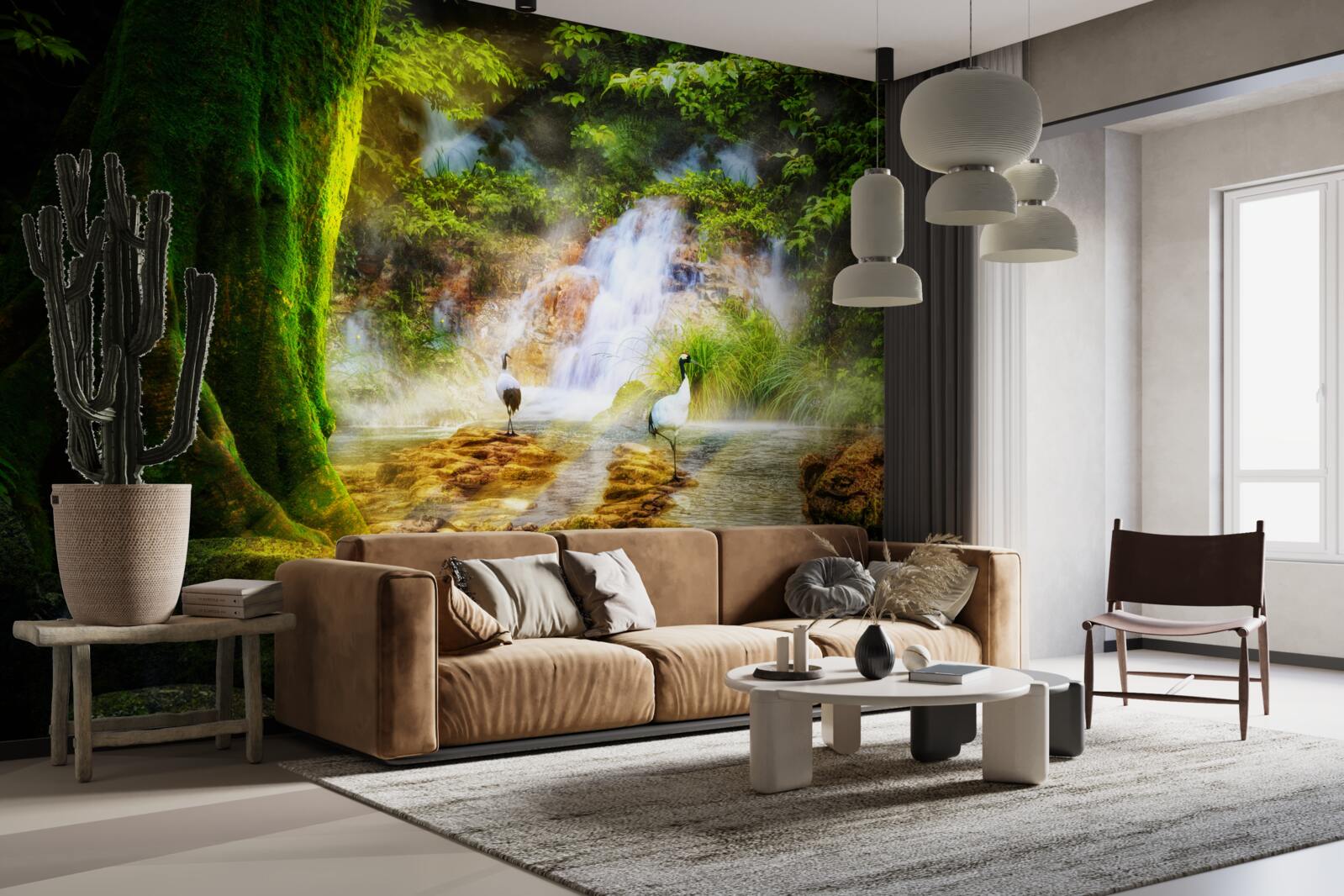 Fototapet cascadă magică de munte care cade în cascadă