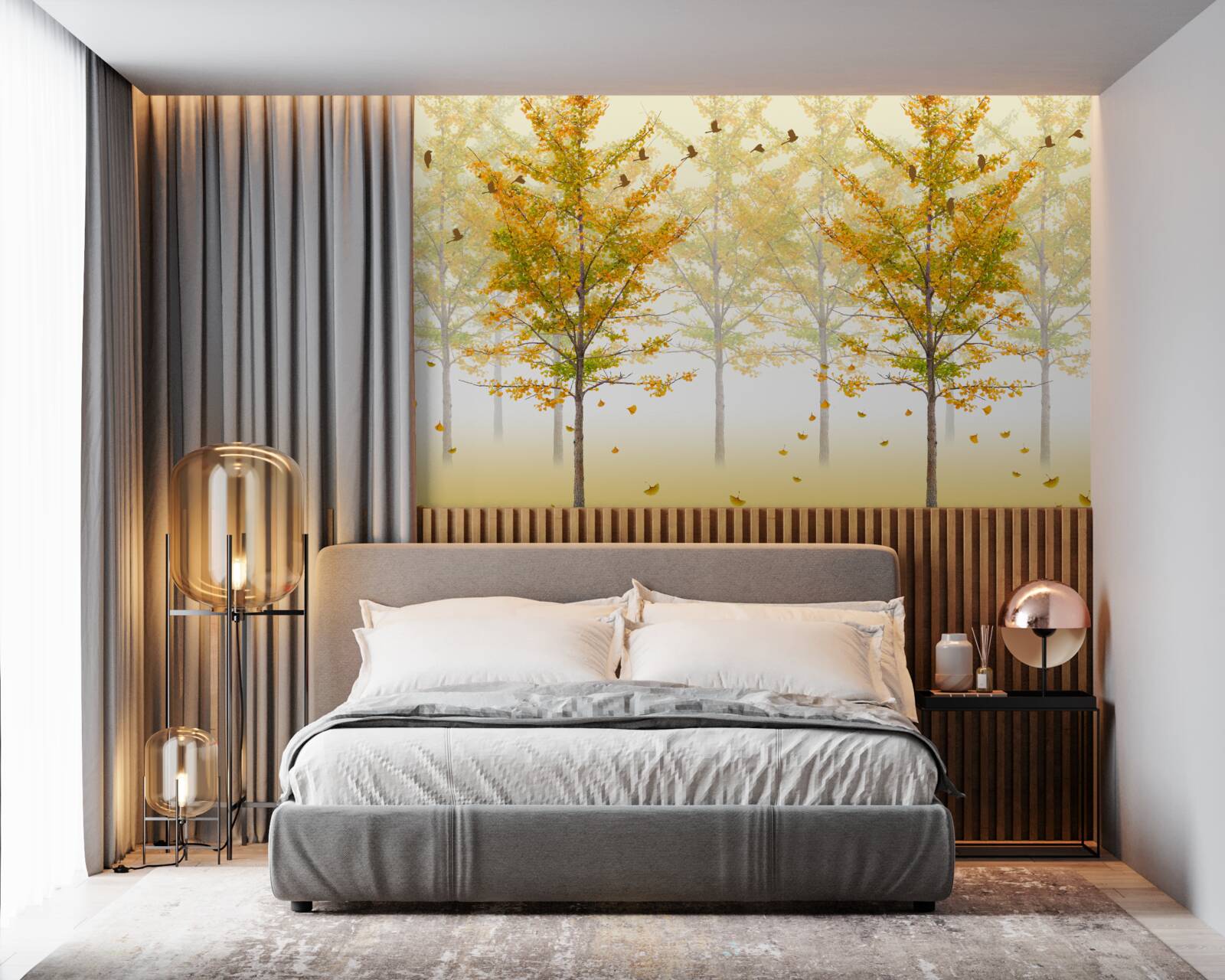 Fototapet culorile toamnei într-o pădure de foioase