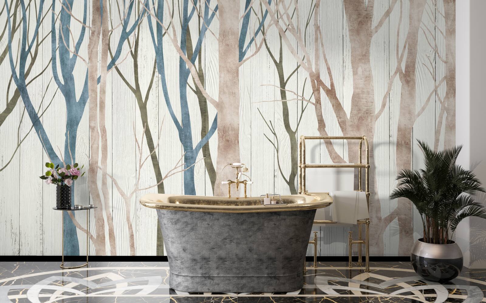 Fototapet imagine a unei păduri înclinate