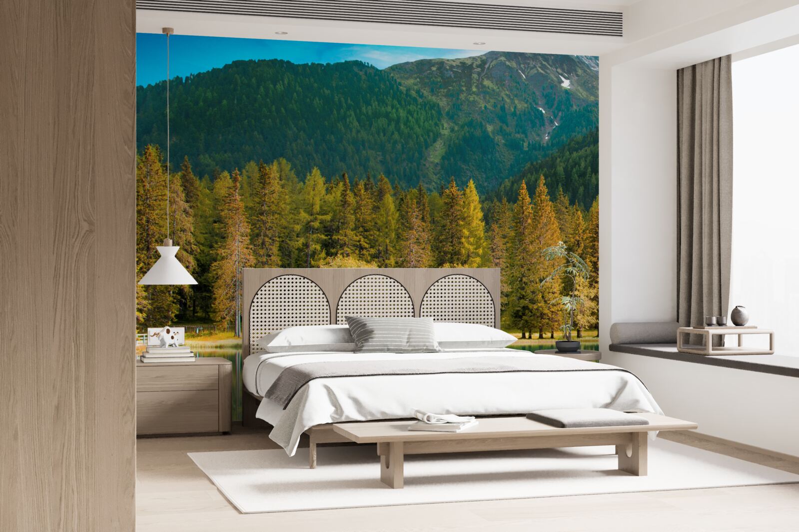 Fototapet lac de munte într-un peisaj de toamnă