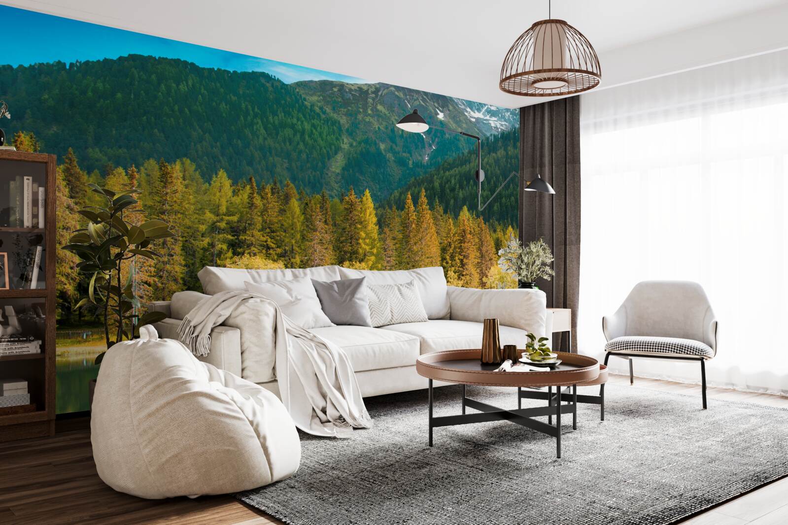 Fototapet lac de munte într-un peisaj de toamnă