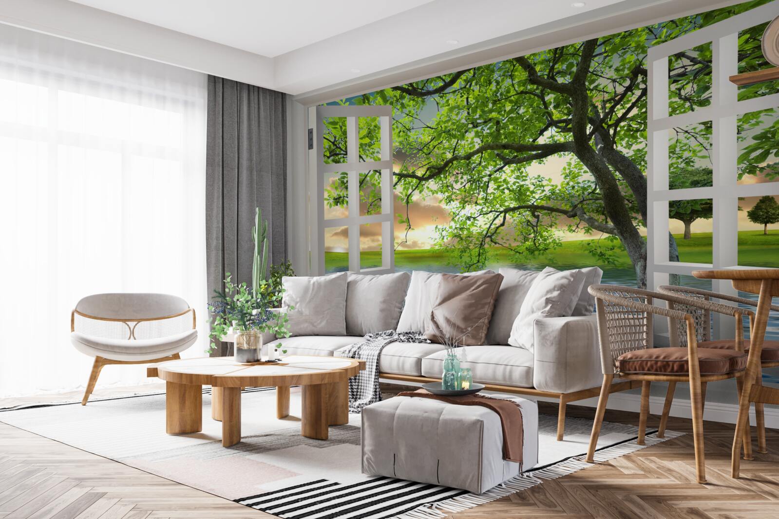 Fototapet Lebăda plutește lângă fereastră