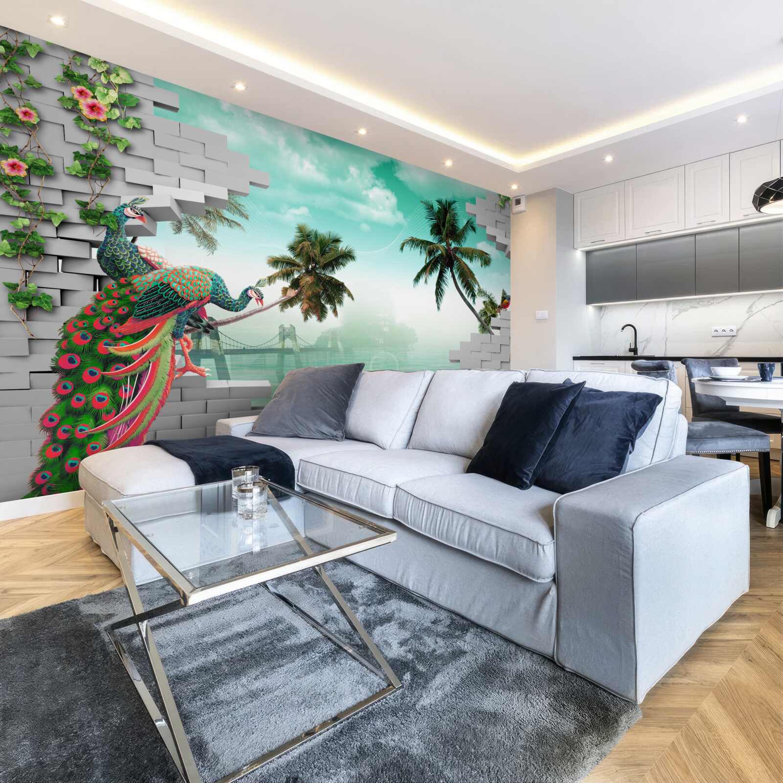 Fototapet păuni în copac