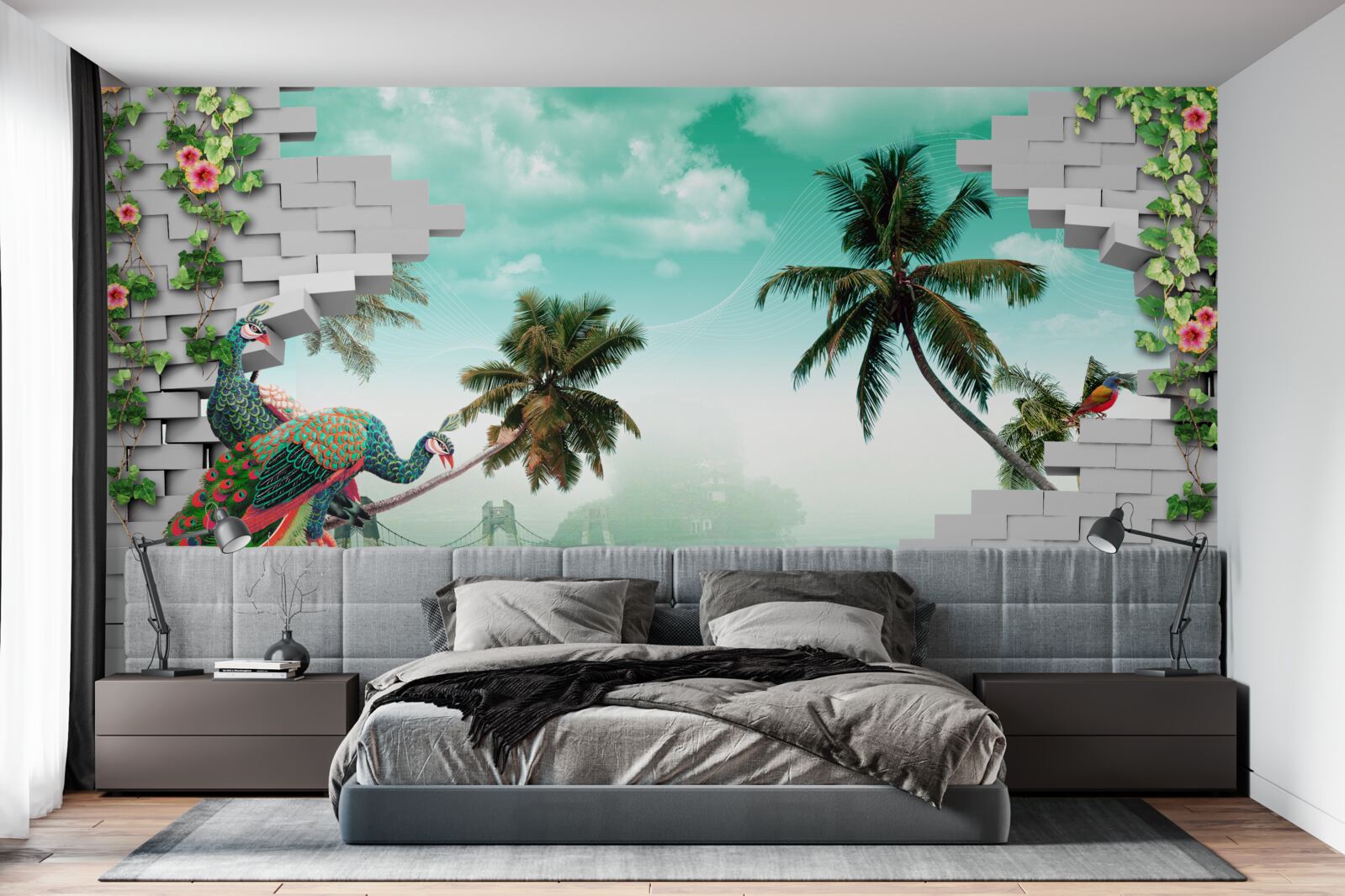 Fototapet păuni în copac