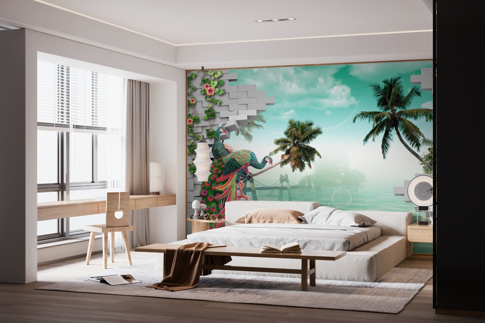 Fototapet păuni în copac