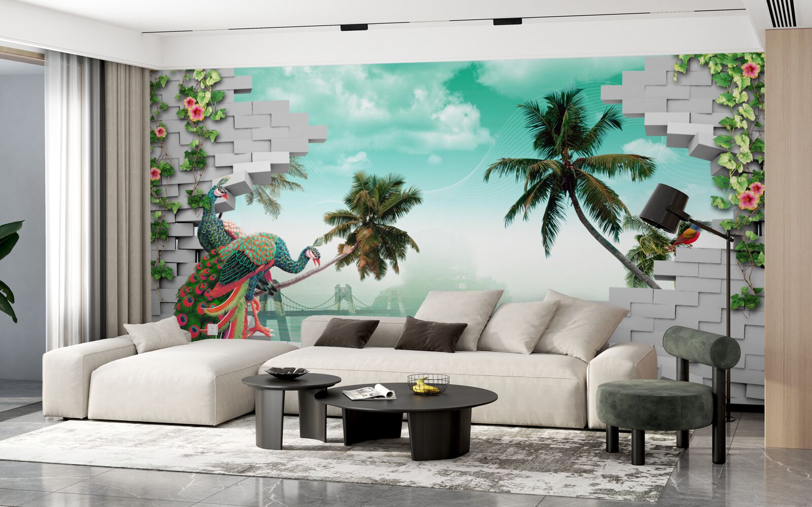 Fototapet păuni în copac