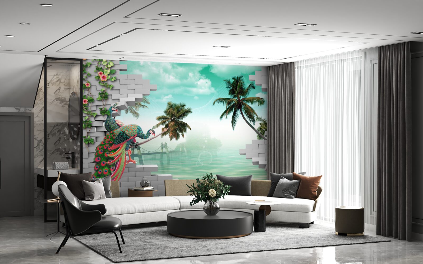 Fototapet păuni în copac