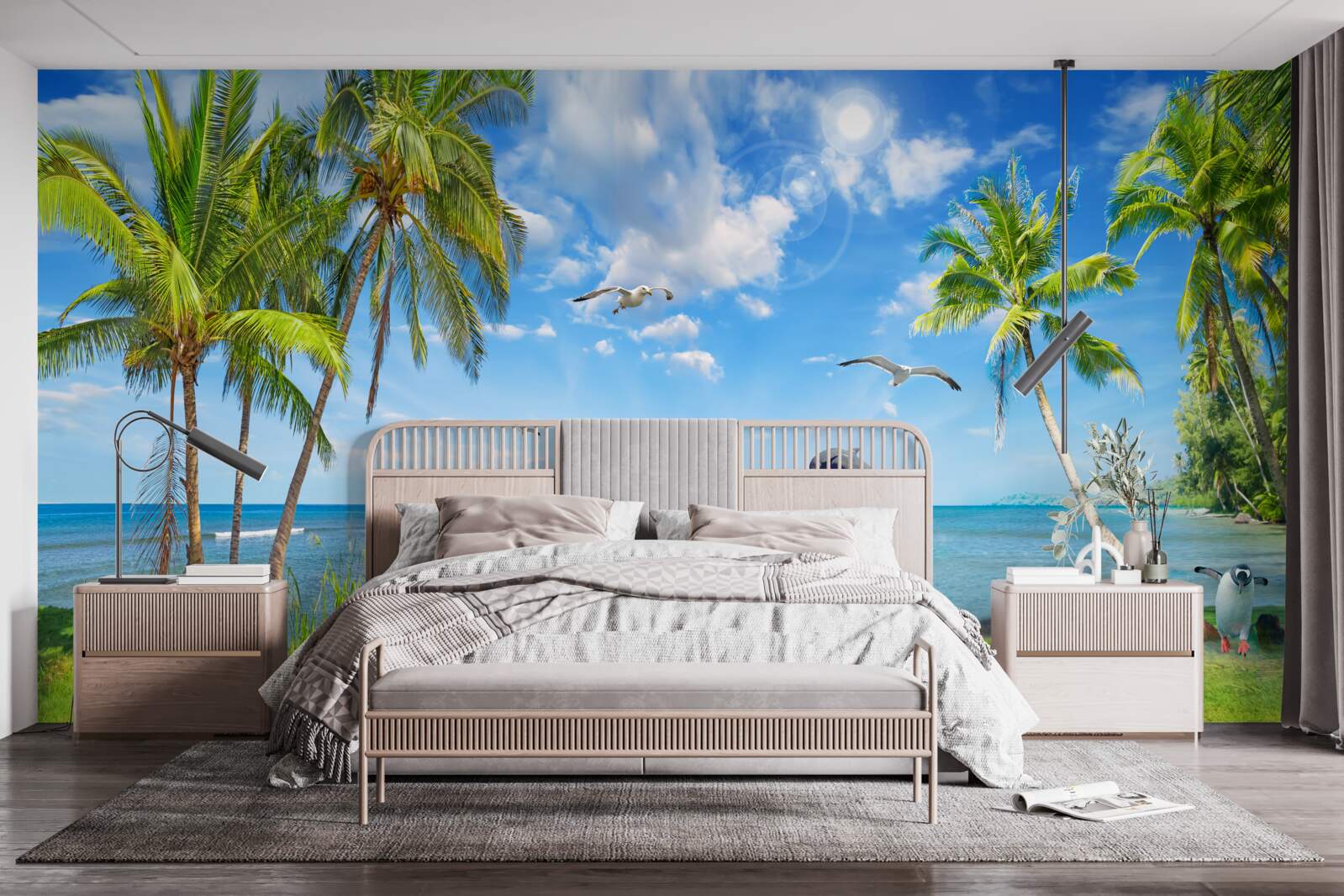 Fototapet delfini pe un peisaj marin