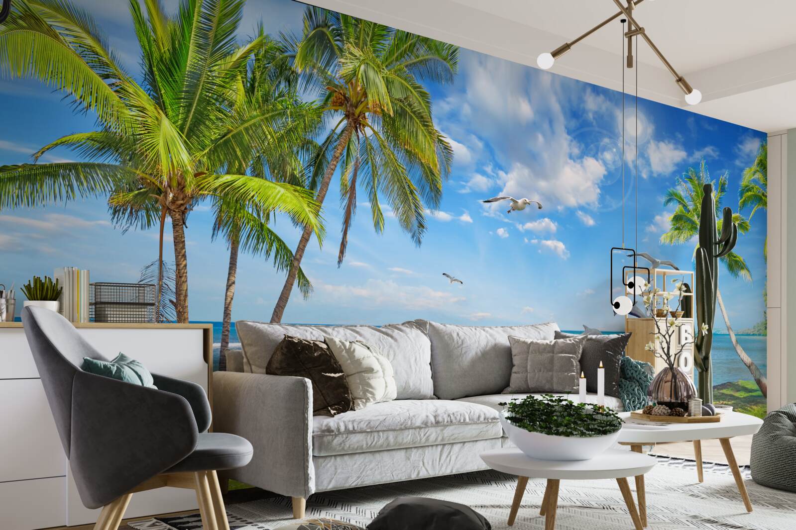 Fototapet delfini pe un peisaj marin