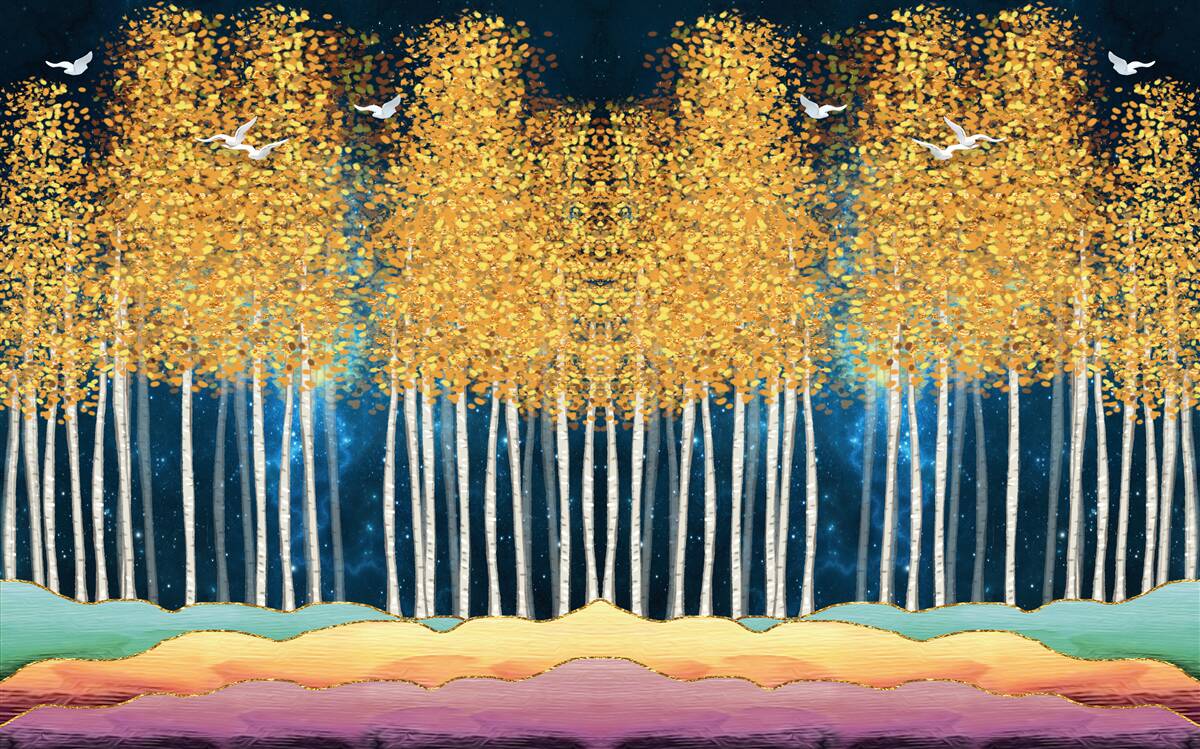 Fototapet mesteceni eleganți pregătiți pentru o noapte de somn