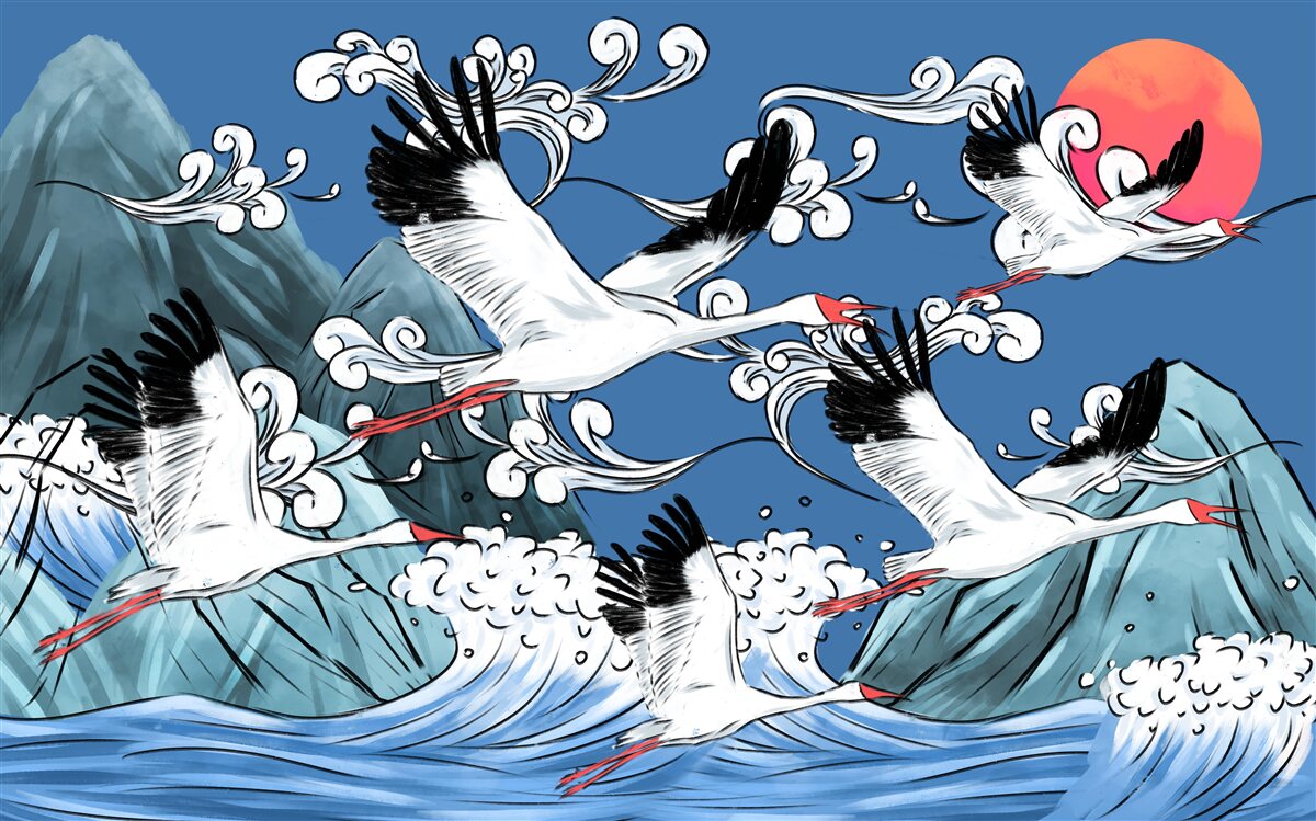 Fototapet berze cap spre mare apus de soare