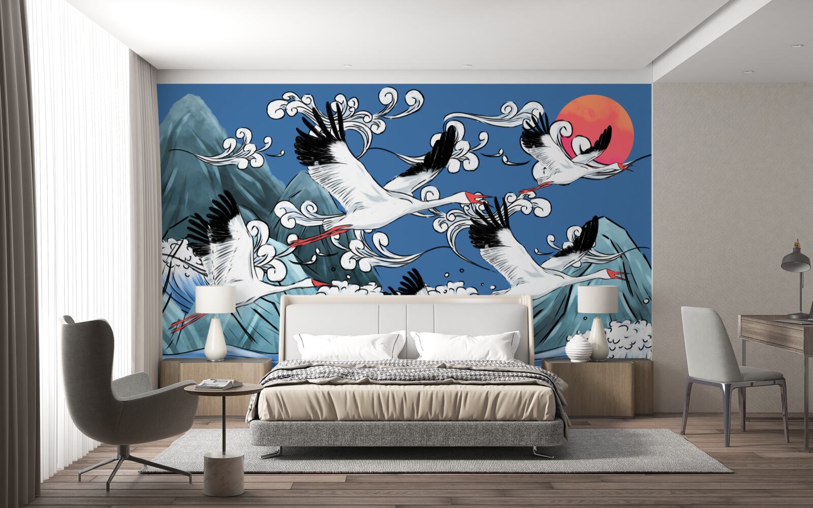 Fototapet berze cap spre mare apus de soare