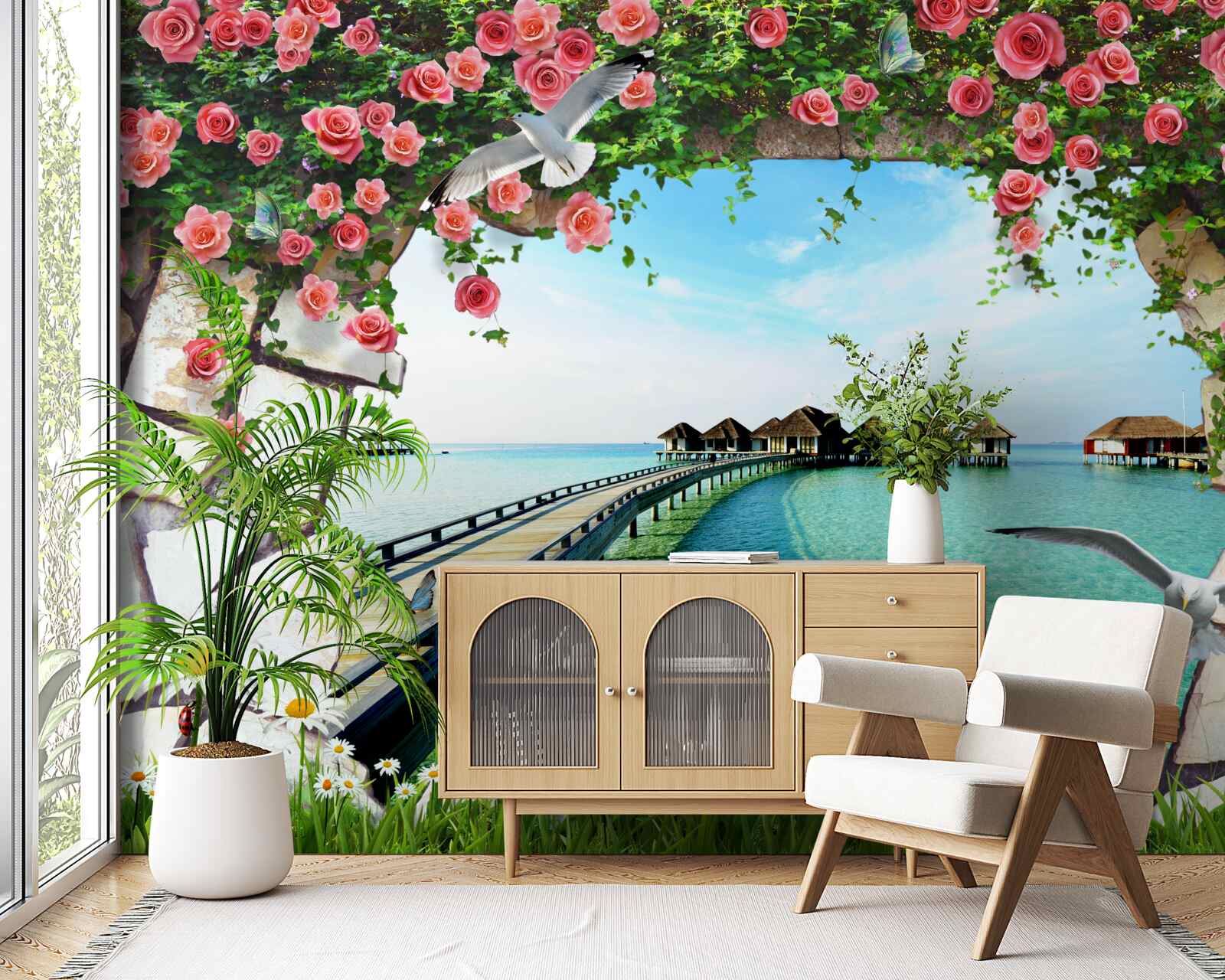 Fototapet poarta cu vedere la portul maritim