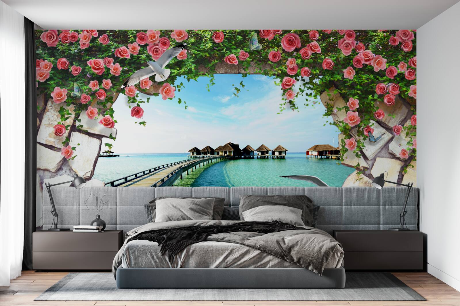 Fototapet poarta cu vedere la portul maritim