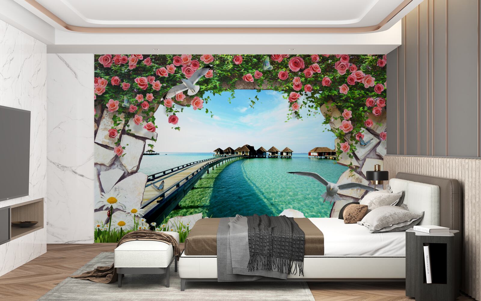 Fototapet poarta cu vedere la portul maritim