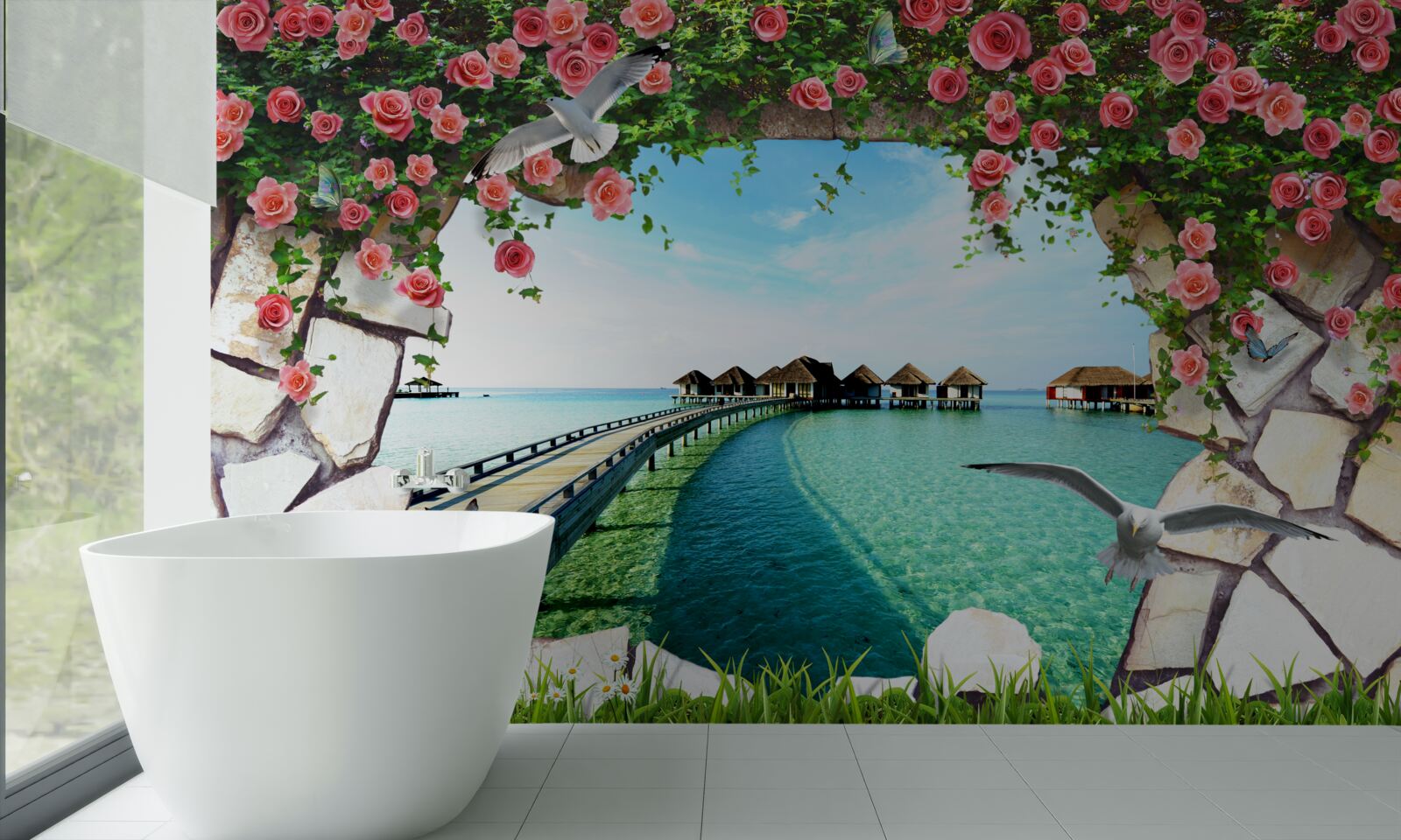 Fototapet poarta cu vedere la portul maritim