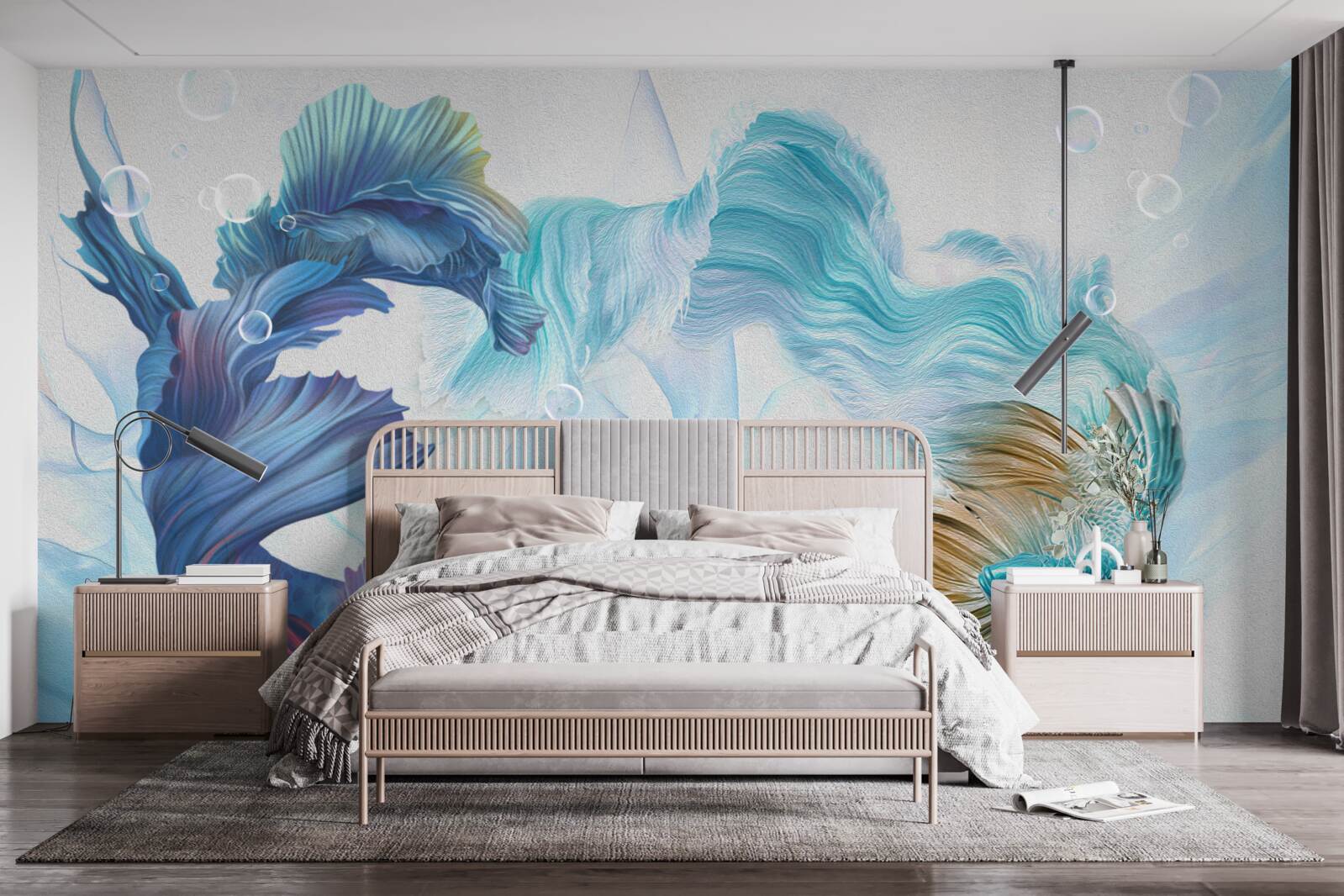 Fototapet imagine de pești colorați care înoată în apă