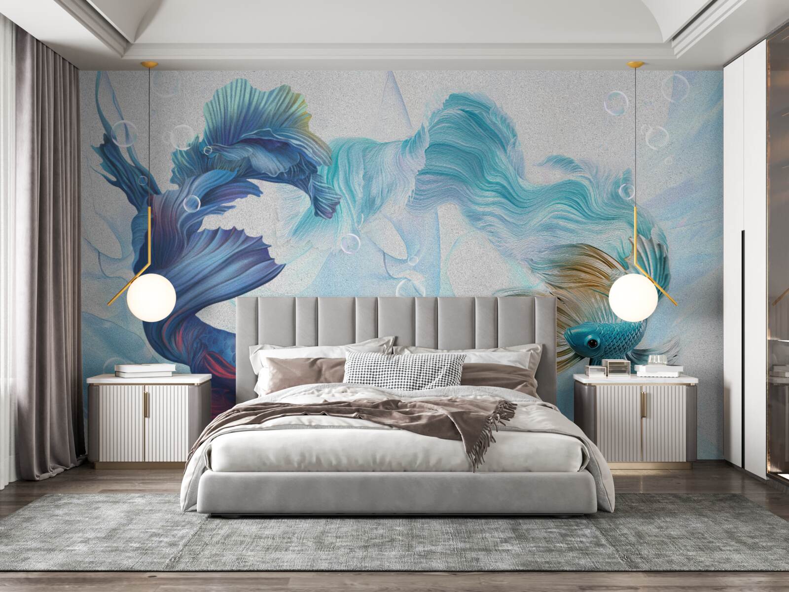 Fototapet imagine de pești colorați care înoată în apă