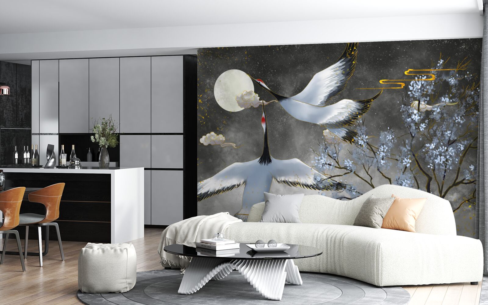 Fototapet luna întâmpină cocorii